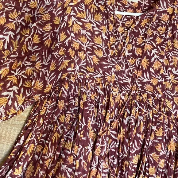 Daughters of India Maroon and Yellow Floral Dress - Picture 3 of 7